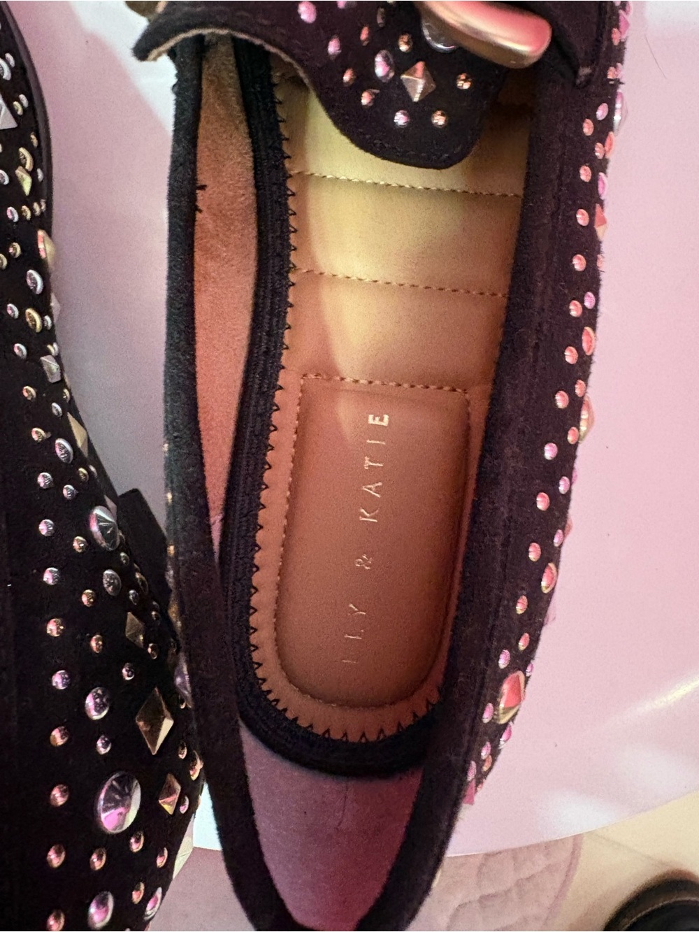 Kelly & Katie Black Studded Loafers with Mixed Metal Accents - Picture 6 of 6